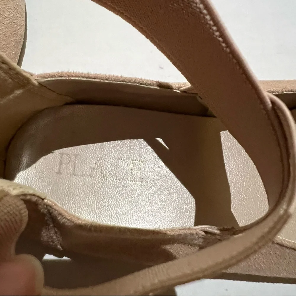 The Children’s Place Girls Gold Glitter pink Ballet Flats Ankle Strap Size 2